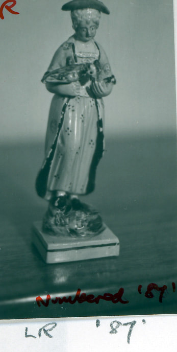 antique Staffordshire figure, antique Staffordshire pottery, Staffordshire figure, Ralph Wood, hay maker, Myrna Schkolne, pearlware figure
