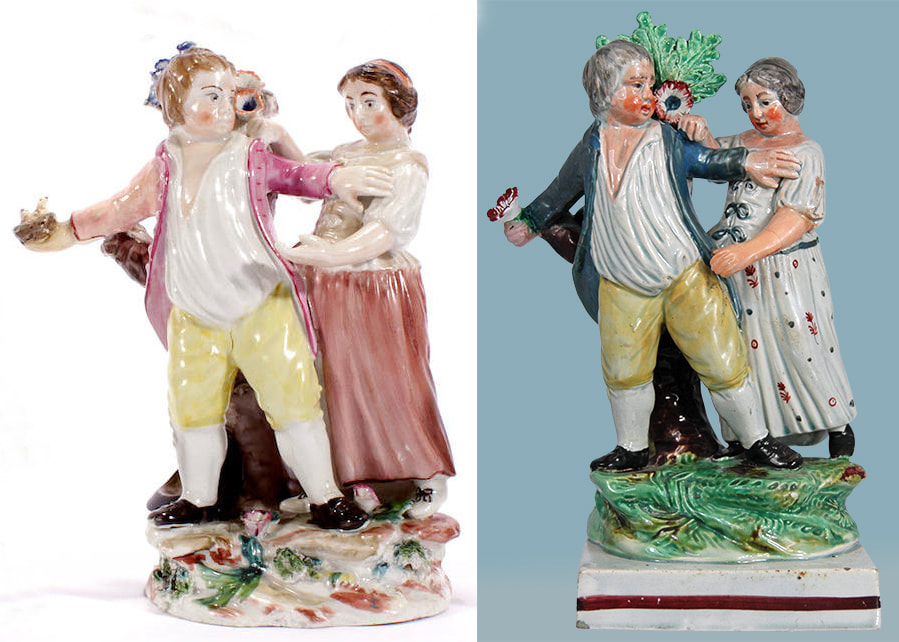 antique Staffordshire figure, Staffordshire pottery, pearlware figure, Ralph Wedgwood, Myrna Schkolne