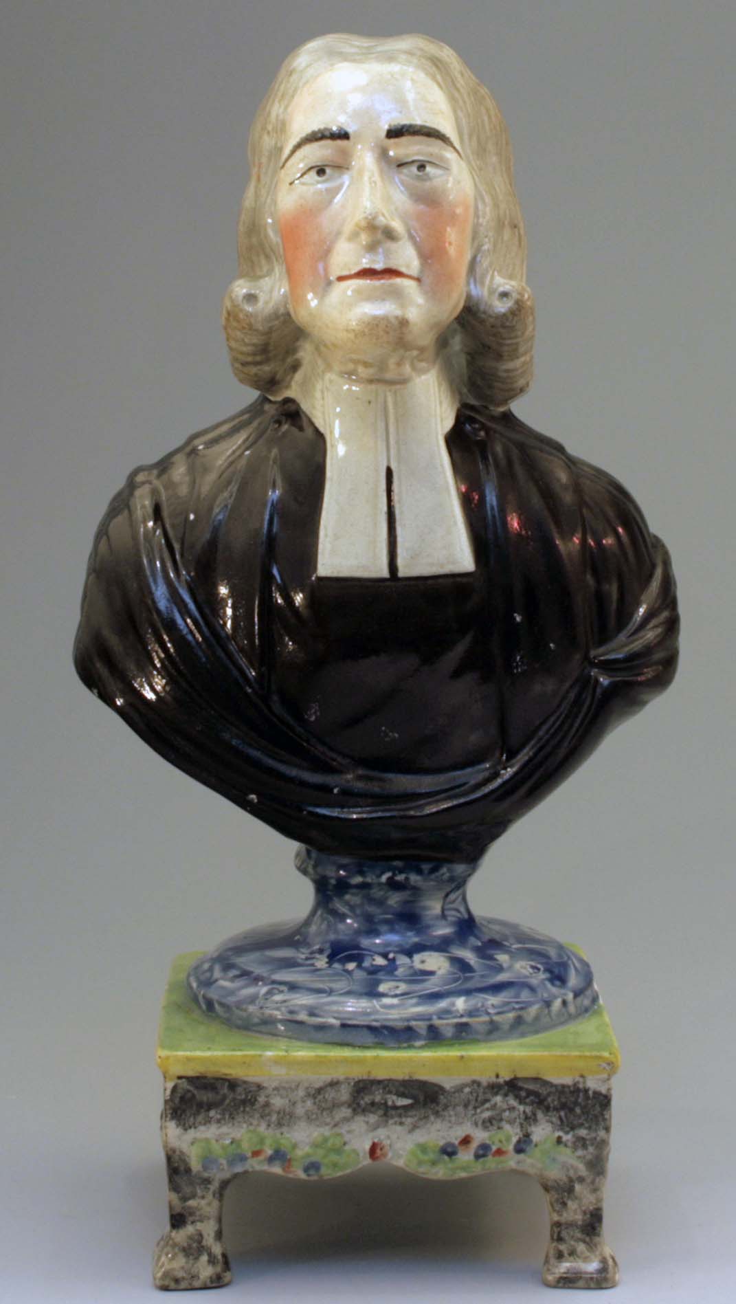antique Staffordshire pottery, antique Staffordshire figure, antique Staffordshire bust, Rev. John Wesley, pearlware bust, Rev. John Wesley
