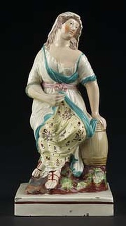 Staffordshire figure, pearlware figure, antique pottery, Ralph Wood, early Staffordshire, Widow, Elijah, Myrna Schkolne, Staffordshire Figures 1780-1840