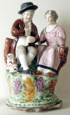 pearlware figure, early Staffordshire figure, Staffordshire pottery figure, bocage figure,  Myrna Schkolne