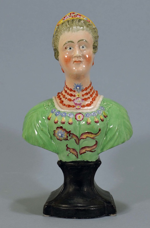 Staffordshire bust, pearlware bust, Queen Charlotte, pearlware, early Staffordshire, Myrna Schkolne