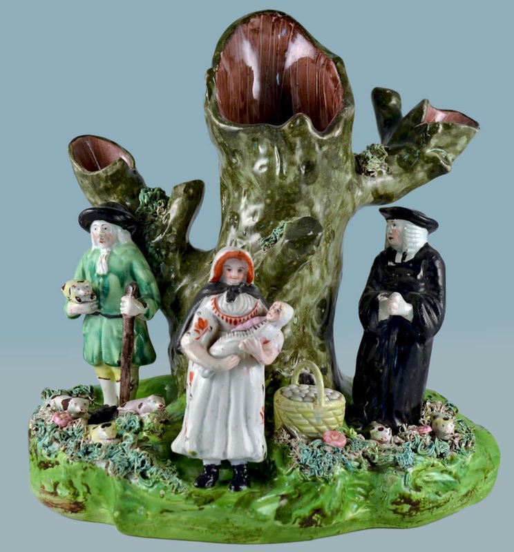 taffordshire figure, antique staffordshire figure, tithe pig, pearlware, bocage figure, staffordshire pottery, bocage, myrna schkolne