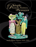 Staffordshire figure, Myrna Schkolne, pearlware figure, creamware, bocage figure, antique Staffordshire pottery