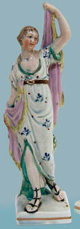 antique Staffordshire figure, pearlware figure, Staffordshire pottery,  Enoch Wood, Ariadne, Myrna Schkolne