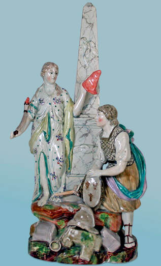 antique Staffordshire figure, pearlware figure, Staffordshire pottery,  Enoch Wood, Peace, Liberty, French Revolution, Myrna Schkolne