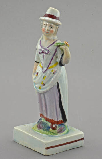 antique Staffordshire pottery figure, pearlware figure, Staffordshire figure , Ralph Wood, Myrna Schkolne, 