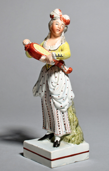 antique Staffordshire, antique Staffordshire figure, Staffordshire pottery, pearlware figure, Leeds Pottery, Myrna Schkolne