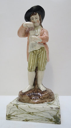 antique Staffordshire figure, antique Staffordshire pottery, Staffordshire figure, Lakin & Poole, Autumn,  Myrna Schkolne, pearlware figure