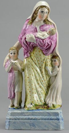 antique Staffordshire, lead-glazed potter, Scottish pottery figure, Scottish figure, Charity, Myrna Schkolne