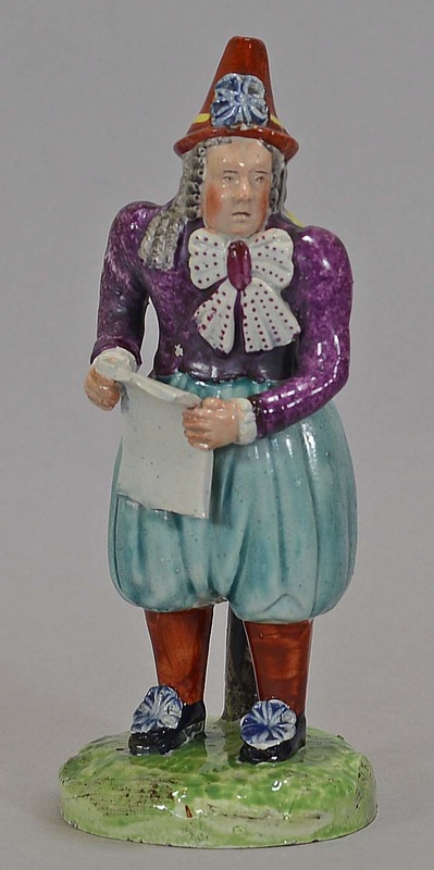 Staffordshire figure, pearlware figure, John Liston, Mr. Liston, Staffordshire, pearlware, Myrna Schkolne, Van Dunder, John Liston, Stafforshire figure book