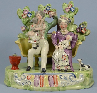 antique Staffordshire pottery figures pearlware Obadiah  Sherratt