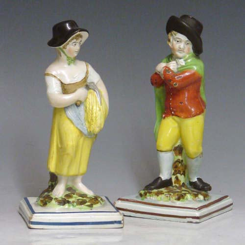 antique Staffordshire figure, antique Staffordshire pottery, Staffordshire figure, Seasons,  Myrna Schkolne, pearlware figure