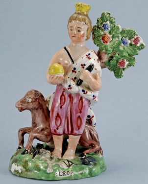 Staffordshire figure pottery, Myrna Schkolne, pearlware figure, creamware, bocage figure, antique Staffordshire pottery, Corners of the globe, Continents, Four Corners of the globe, Africa, Europe, Asia, America