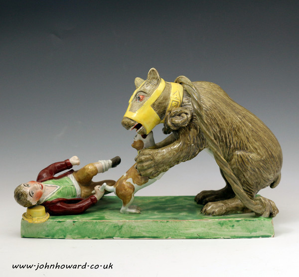 Staffordshire figure, pearlware,  Sherratt, Staffordshire, Myrna Schkolne, bear baiting, 