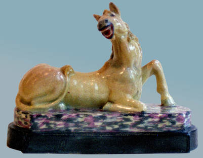early staffordshire pottery, antique Staffordshire, horse, unicorn, Myrna Schkolne