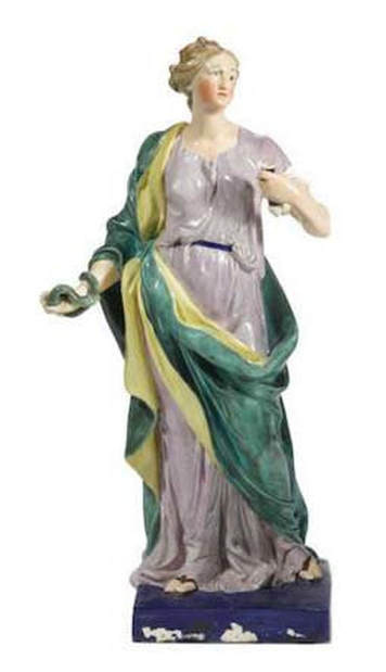antique Staffordshire pottery, antique Staffordshire figure, pearlware, Charlotte at the Tomb of Werther, Myrna Schkolne