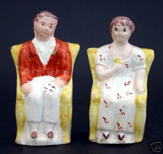 antique Staffordshire pottery, pearlware figure, antique English pottery, Myrna Schkolne