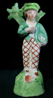antique Staffordshire pottery, pearlware figure, Birds Nest figure, bocage, Myrna Schkolne, 