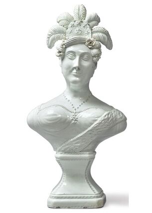 antique Staffordshire pottery, antique Staffordshire figure, pearlware figure, Queen Caroline, bust, pearlware bust, Myrna Schkolne