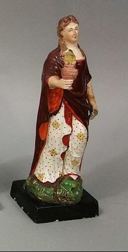 antique Staffordshire, antique Staffordshire figure, pearlware figure, Myrna Schkolne, Parable, Wise Virgin