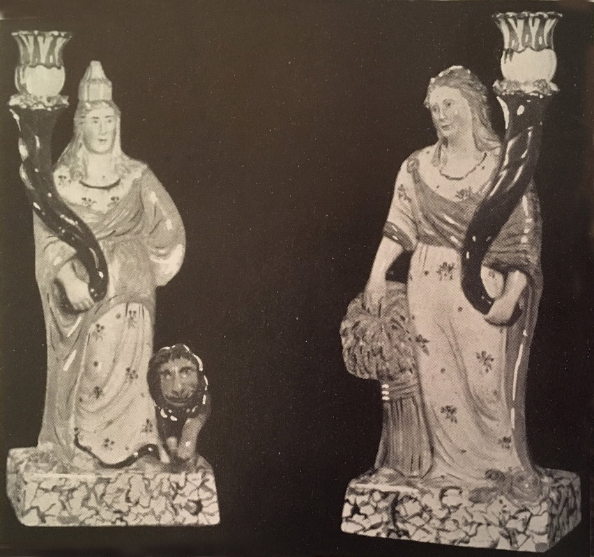 staffordshire figure, pearlware figure, early Staffordshire figures, Staffordshire pottery, Ceres, Cybele, Myrna Schkolne