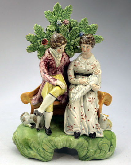 early Staffordshire figure, antique Staffordshire pottery, Staffordshire figure, Myrna Schkolne, Patriotic Group