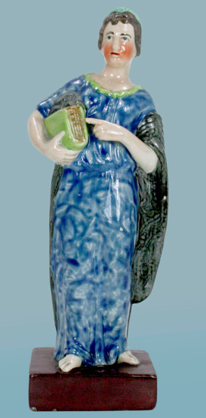 antique Staffordshire, antique Staffordshire figure, pearlware figure, Metis, Calliope, Myrna Schkolne