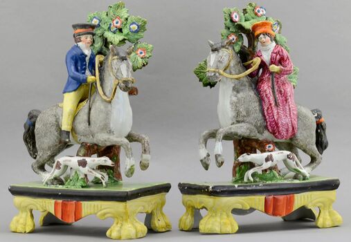 antique Staffordshire pottery, Staffordshire figure, pearlware figure, equestrian, Myrna Schkolne