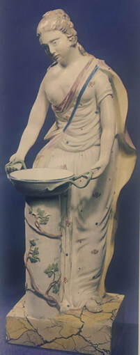 antique Staffordshire figure, Staffordshire pottery, Lakin & Poole, Ariadne, Hygeia, Myrna Schkolne